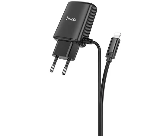 СЗУ HOCO C82A Real power dual port cable charger (for Lightning) (EU) Чорний