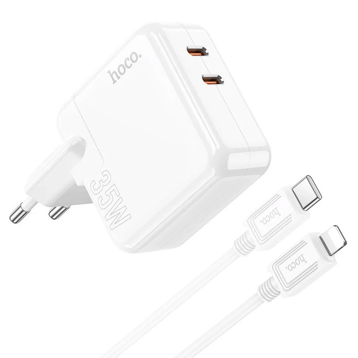 СЗУ Hoco C110A PD 35W+QC3.0 (2 Type-C) + Type-C to Lightning White