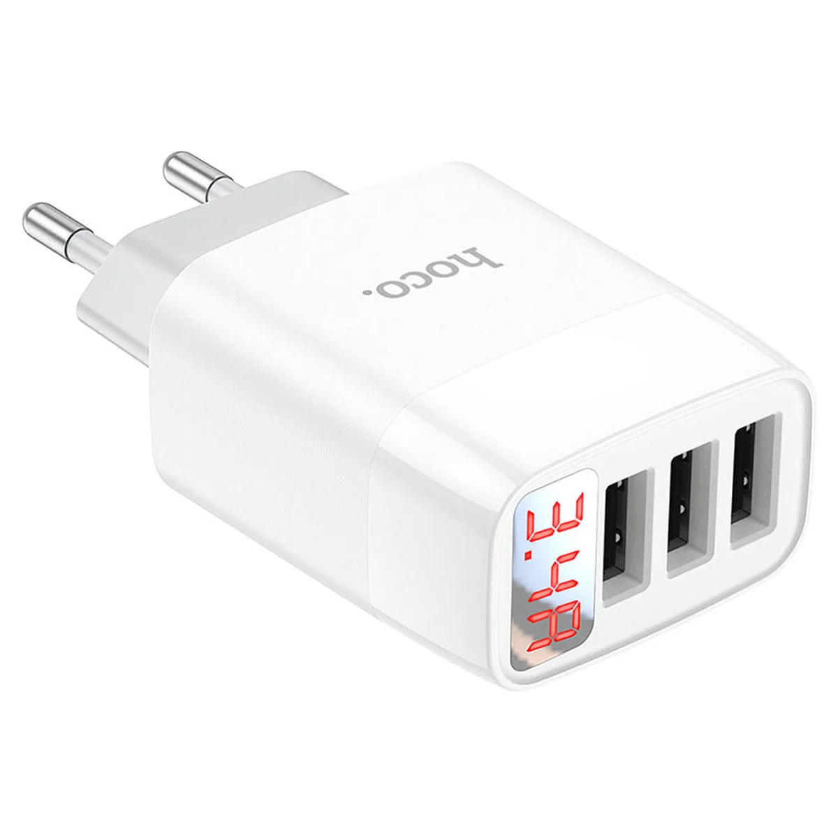 СЗУ Hoco C93A Ease charge 3-port digital display charger Белый