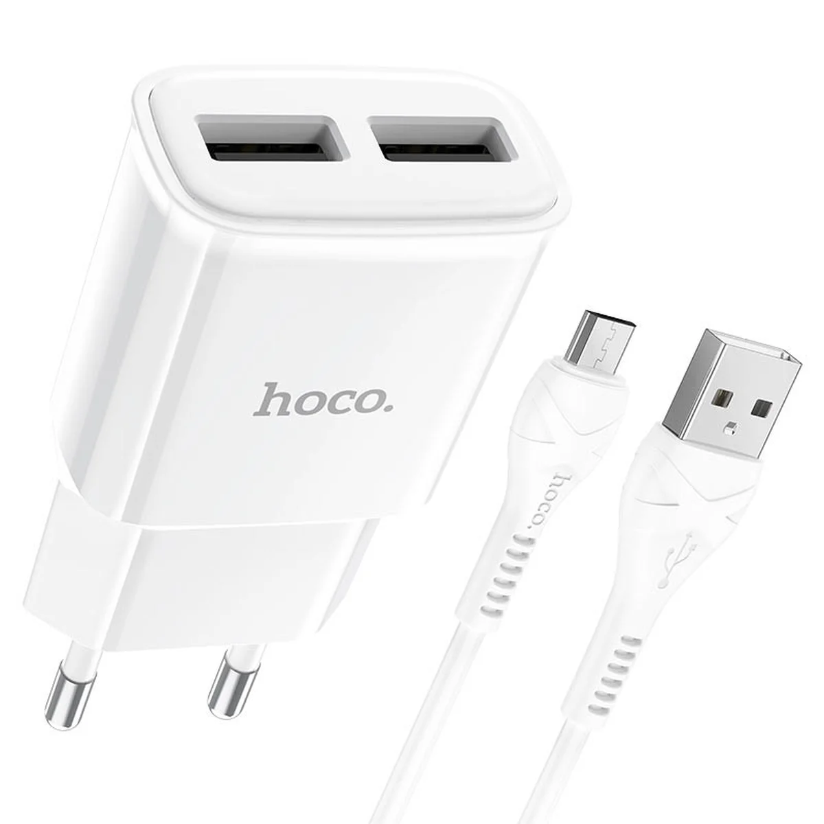СЗУ HOCO C88A (2USB/2.4A) + MicroUSB Білий