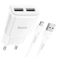 СЗУ HOCO C88A (2USB/2.4A) + MicroUSB Білий