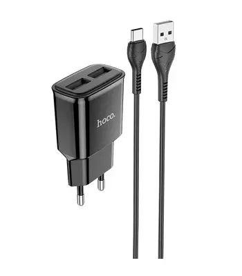 СЗУ HOCO C88A (2USB/2.4A) + Type-C Черный