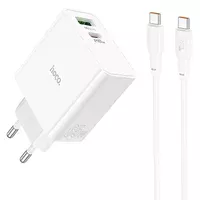 СЗУ Hoco C113A Awesome PD65W (1USB/1Type-C) + Type-C to Type-C White