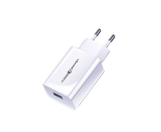 СЗУ USAMS US-CC083 T22 Single USB QC3.0 Travel Charger (EU) Белый