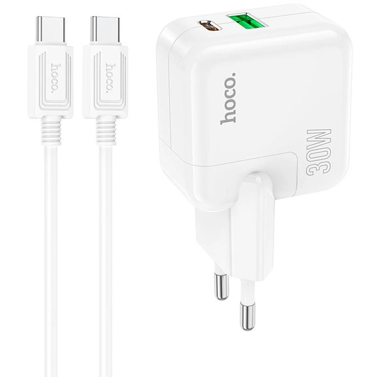 СЗУ Hoco C111A PD 30W+QC3.0 Type-C to Type-C White