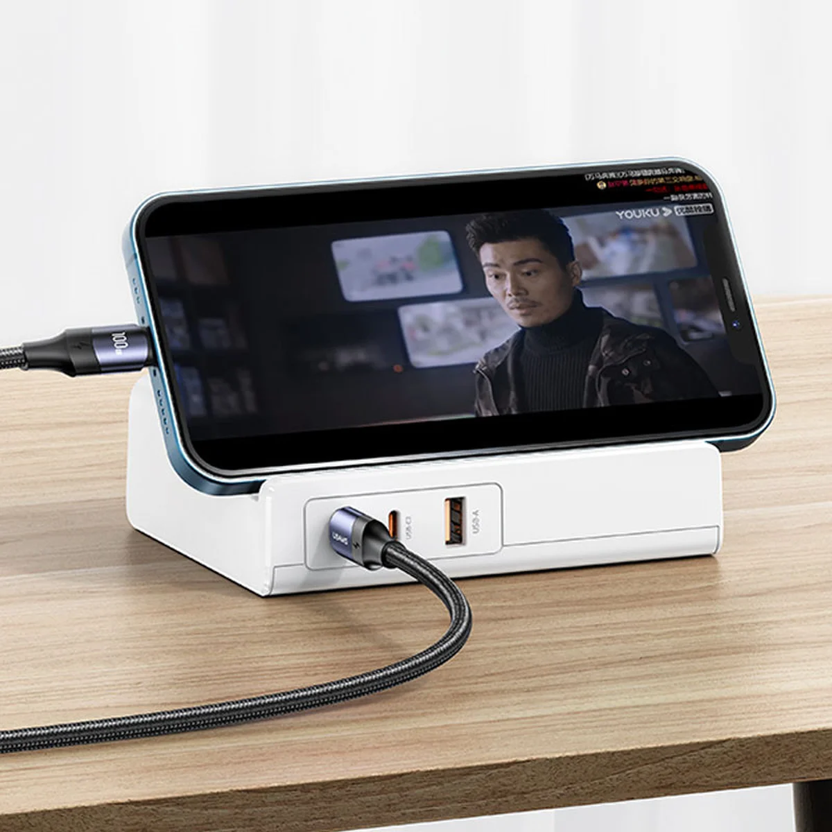 СЗУ Usams US-CC160 P1 65W Super Si Fast Charging USB Extension Socket White