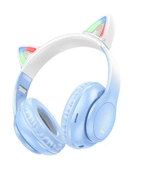 Накладні бездротові навушники Hoco W42 Cat Crystal Blue