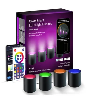 Настінна LED лампа RGB Intelligent wall lamp 4 pcs with Bluetooth European plug with app Black