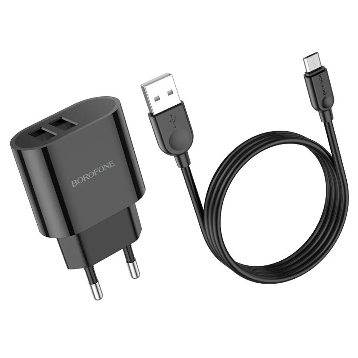 СЗУ Borofone BA63A Richy + MicroUSB Черный