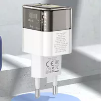 СЗУ Hoco C131A Platium PD30W+QC3.0 + Type-C to Lightning Transparent black