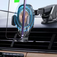 Автодержатель с БЗУ Usams US-CD187 15W with Colorful Light Black