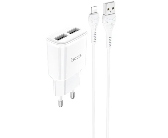 СЗУ HOCO C88A (2USB/2.4A) + Lightning Белый