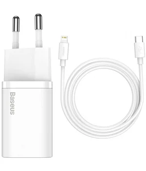 СЗУ Baseus Super Si Quick Charger 1C 20W + кабель Type-C to Lightning (TZCCSUP-B) Білий