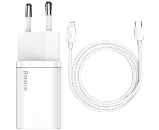 СЗУ Baseus Super Si Quick Charger 1C 20W + кабель Type-C to Lightning (TZCCSUP-B) Белый