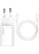 СЗУ Baseus Super Si Quick Charger 1C 20W + кабель Type-C to Lightning (TZCCSUP-B) Белый