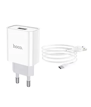 СЗУ HOCO C81A (1USB/2.1A) + Type-C Белый СЗУ HOCO C81A (1USB/2.1A) + Type-C Белый