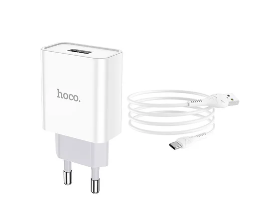 СЗУ HOCO C81A (1USB / 2.1A) + Type-C Білий