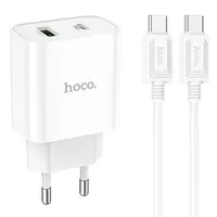 СЗУ HOCO C80A Plus Rapido PD20W+QC3.0 (1Type-C/1USB) + Type-C to Type-C White