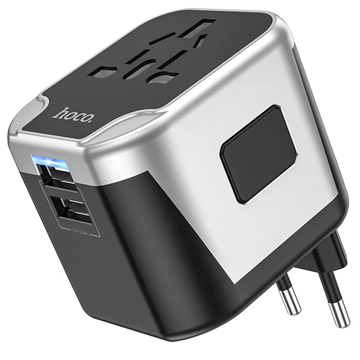 СЗУ Hoco AC5 Level 2USB+Socket Black