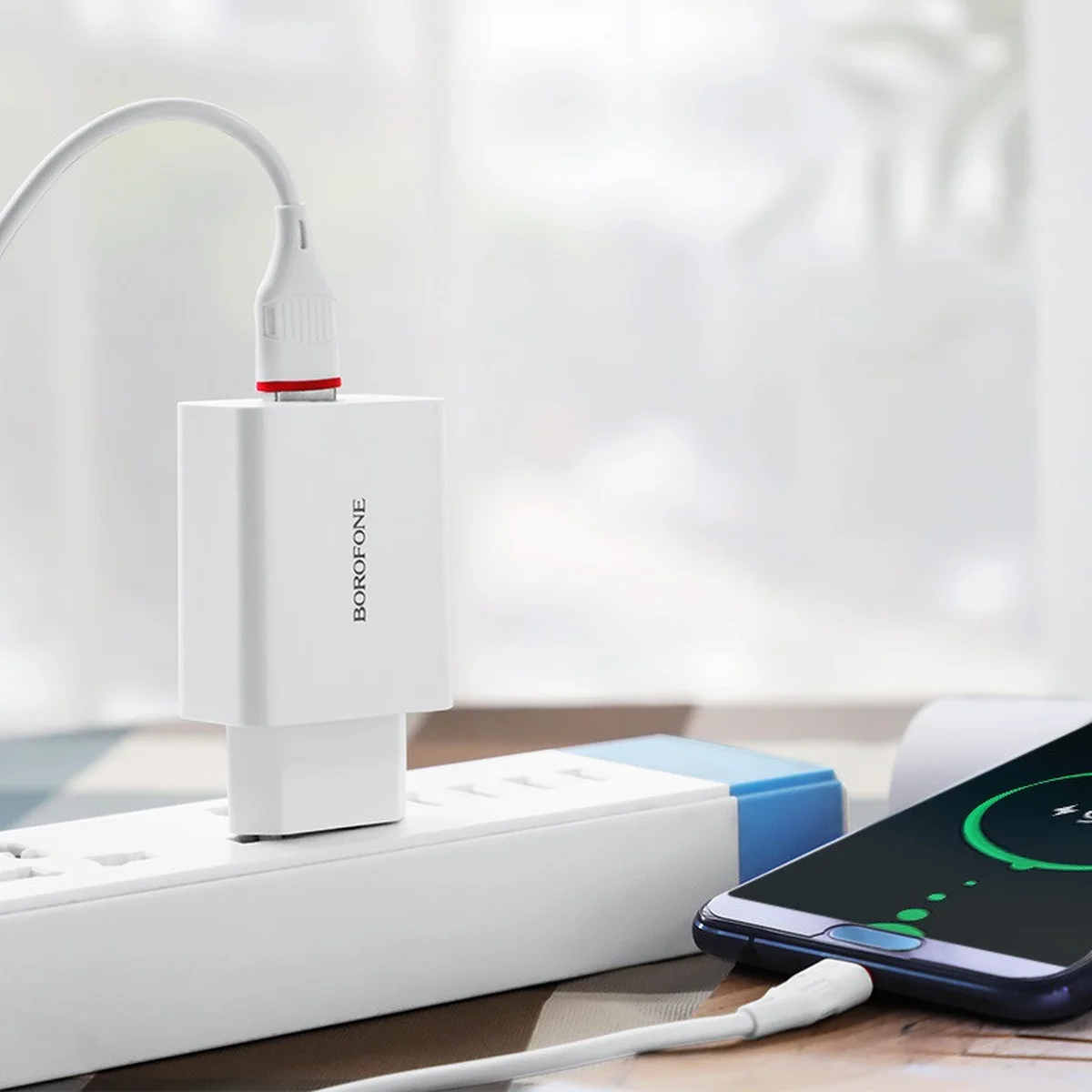 СЗУ Borofone BA21A Long journey QC3.0 (1USB/3A) + Type-C Белый