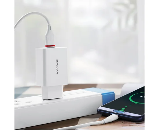 СЗУ Borofone BA21A Long journey QC3.0 (1USB/3A) + Type-C Белый