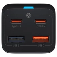 СЗУ Baseus GaN3 Pro 2хType-C+2USB 65W EU (з Cable Type-C to Type-C 100W (20V/5A) 1m) (CCGP04) Black