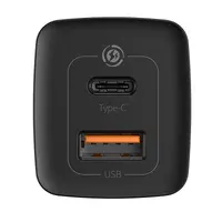 СЗУ Baseus GaN2 (2 Type-C / 45W) + кабель Type-C to Type-C 65W Чорний