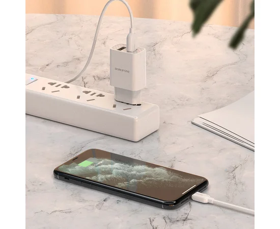 СЗУ Borofone BA53A Powerway (2USB/2.1A) + MicroUSB Білий