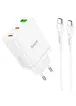 СЗУ Hoco N33 Start PD35W (2C/1A) + Type-C to Type-C White