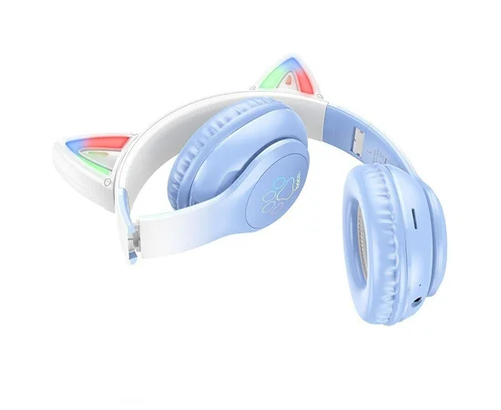 Накладні бездротові навушники Hoco W42 Cat Crystal Blue