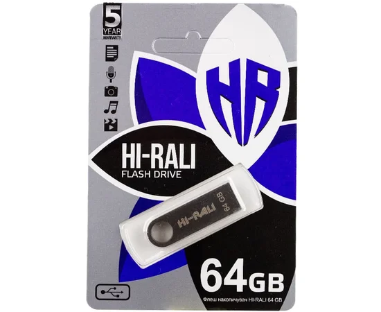 Флеш накопичувач USB Hi-Rali Shuttle 64 GB Чорна серія Чорний