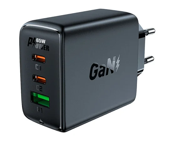 СЗУ Acefast A41 PD65W GaN (2*USB-C+USB-A) Black
