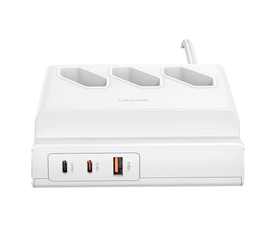СЗУ Usams US-CC160 P1 65W Super Si Fast Charging USB Extension Socket White