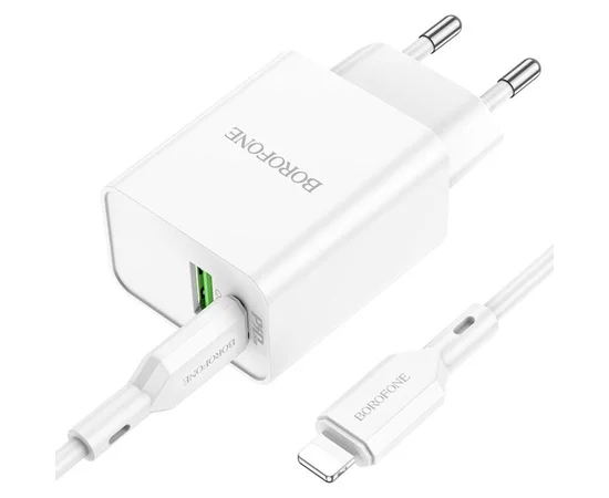 СЗУ Borofone BA69A Resource PD20W+QC3.0 (Type-C to Lighting) White