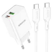 СЗУ Borofone BA69A Resource PD20W+QC3.0 (Type-C to Type-C) White