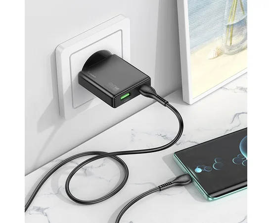 СЗУ Hoco N38 Delgado PD20W+QC3.0 + Type-C to Type-C Black
