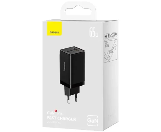 СЗУ Baseus GaN5 Pro 65W 2Type-C+USB 100W EU (CCGP12020) Black