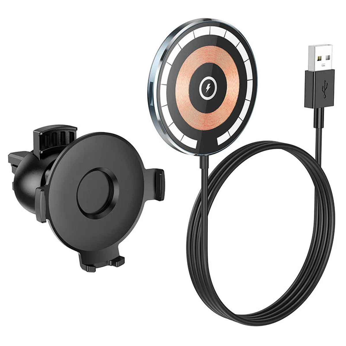 Автодержатель с БЗУ Hoco CW42 магнитный Black