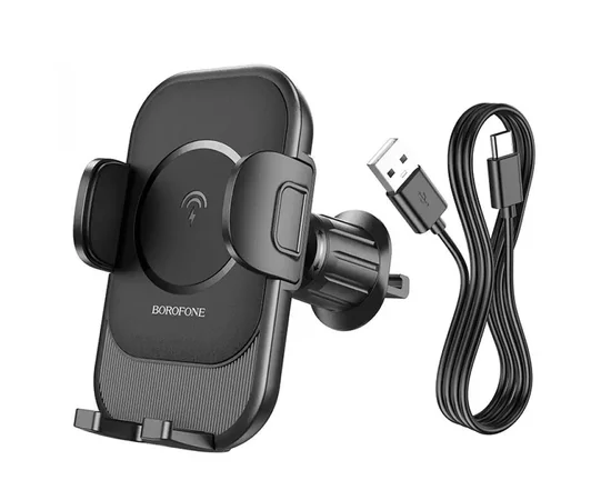Автодержатель с БЗУ Borofone BH204 Blue Charm (air outlet) Black