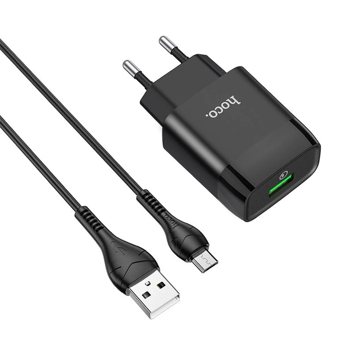 СЗУ Hoco C72Q QC3.0 (1USB/2A) + MicroUSB Черный