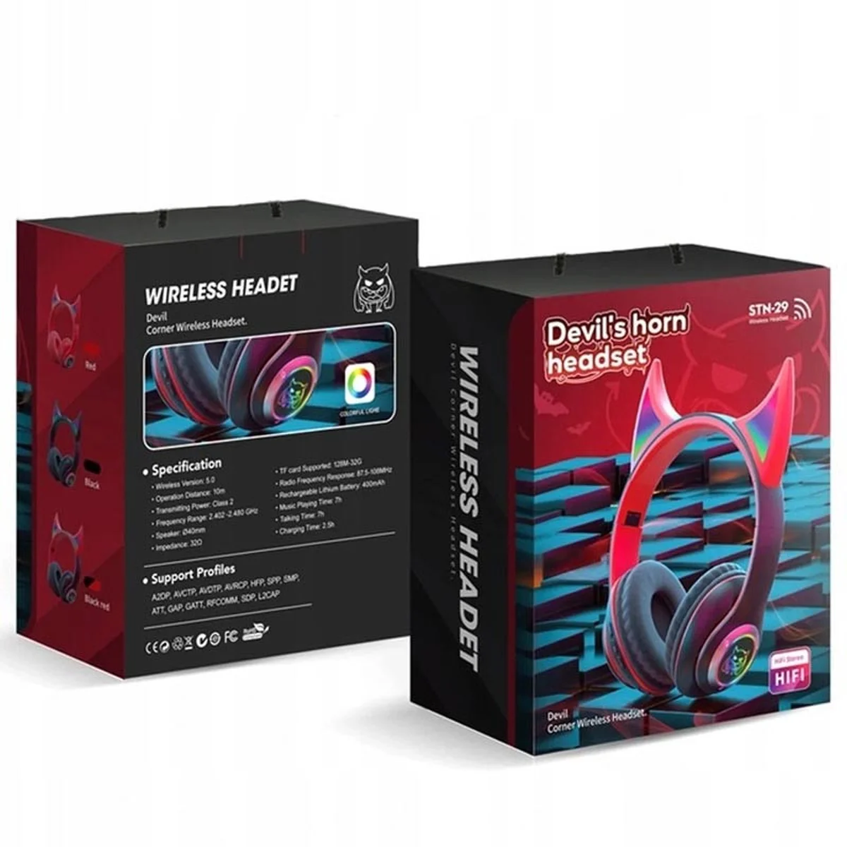 Накладные беспроводные наушники Devil's Horn STN-29 Black / Red