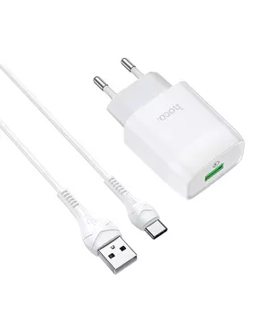 СЗУ Hoco C72Q QC3.0 (1USB / 2A) + Type-C Білий