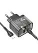 СЗУ Hoco N34 Dazzling PD20W+QC3.0 + Type-C to Lightning Transparent black