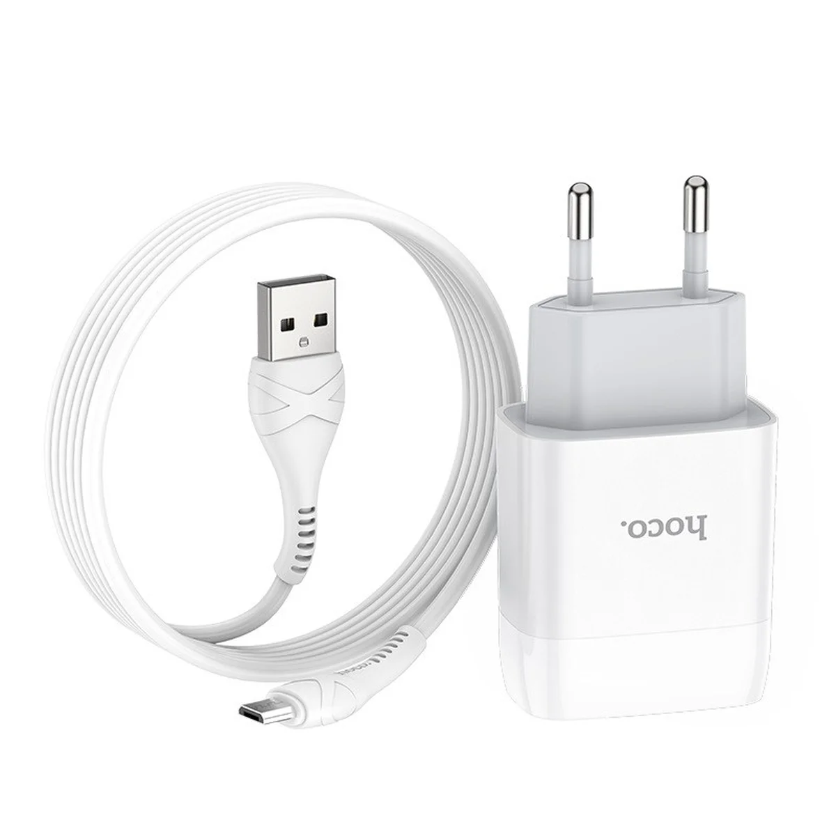 СЗУ Hoco C72A (1USB / 2.1A) + MicroUSB Білий