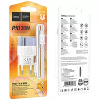 СЗУ Hoco C131A Platium PD30W+QC3.0 + Type-C to Type-C Transparent blue