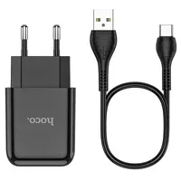 СЗУ HOCO N2 (1USB / 2.1A) + USB - Type-C Чорний