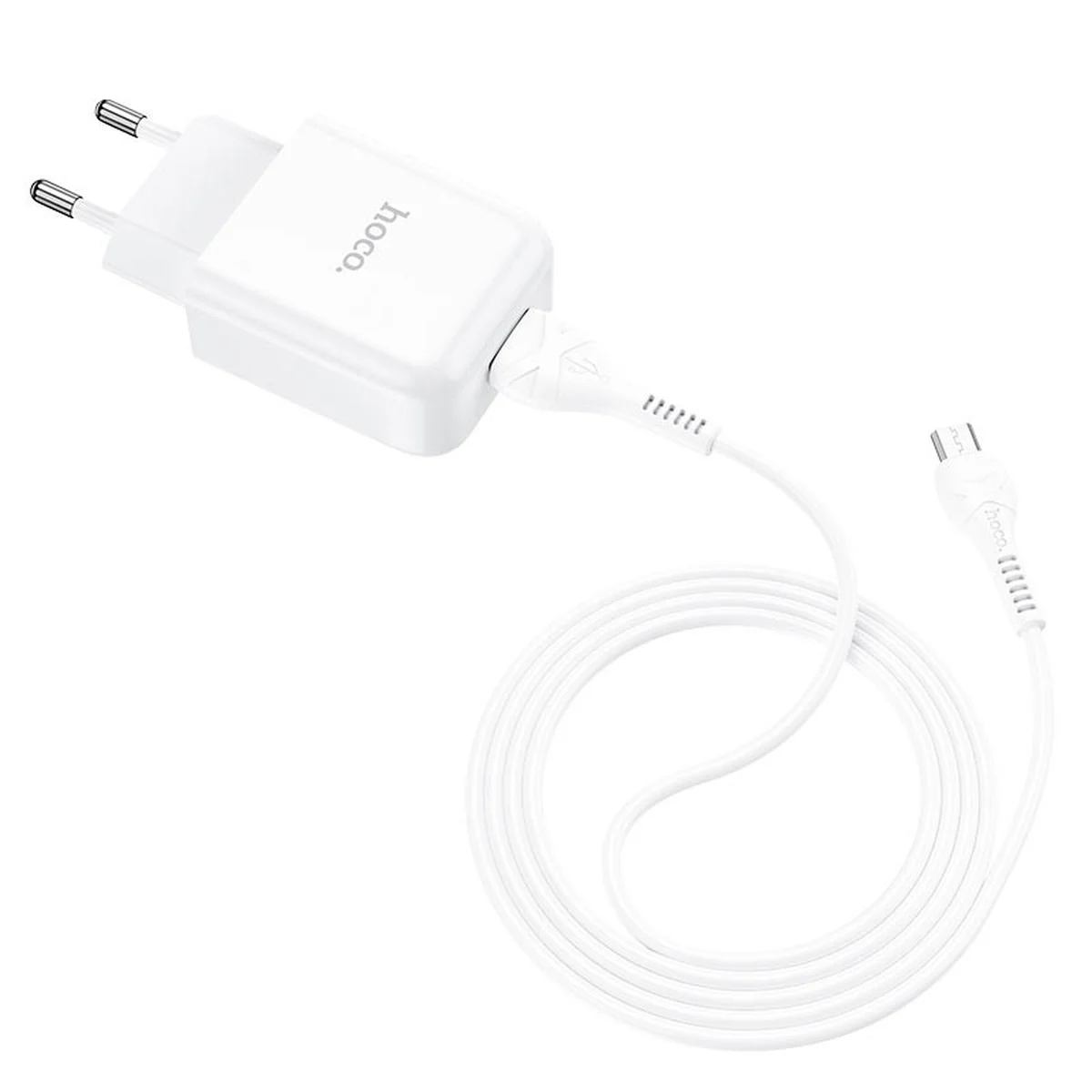 СЗУ HOCO N2 (1USB / 2.1A) + USB - MicroUSB Білий