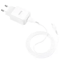 СЗУ HOCO N2 (1USB/2.1A) + USB - Lightning Белый