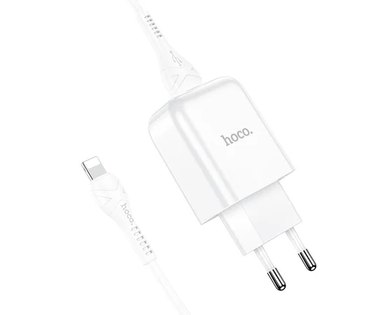 СЗУ HOCO N2 (1USB/2.1A) + USB - Lightning Белый