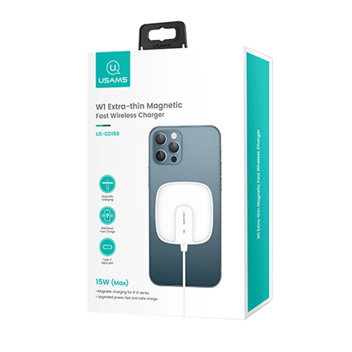 БЗУ Usams US-CD159 W1, 15W (магнитный) Белый